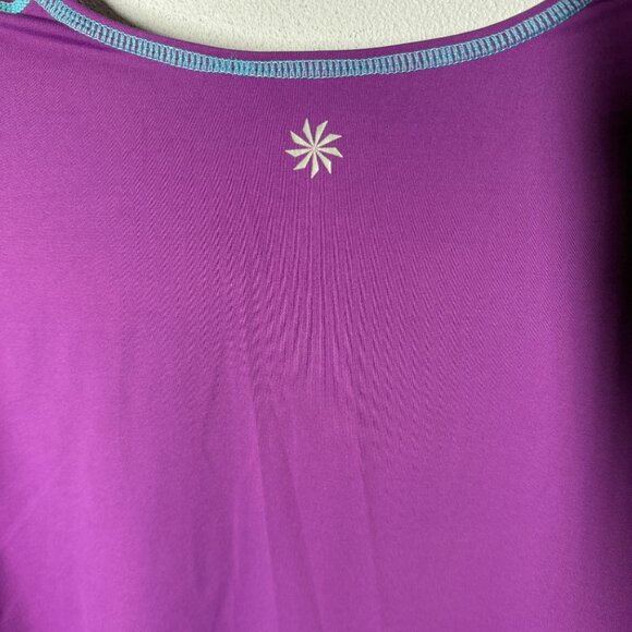 Athleta Womens Performance Top Small Purple Contrast Stitching Swim Rash Guard - Picture 9 of 12